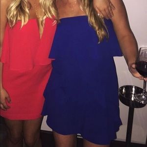 AG Studio blue strapless mini dress